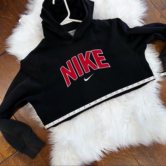 Nike cropped raw hem hoodie center swoosh size xl (fits like medium) - Picture 4 of 10